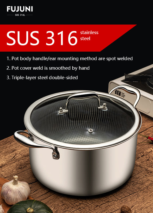 FUJUNI 6QT Hybrid Non-stick Cooking Pot With Lid