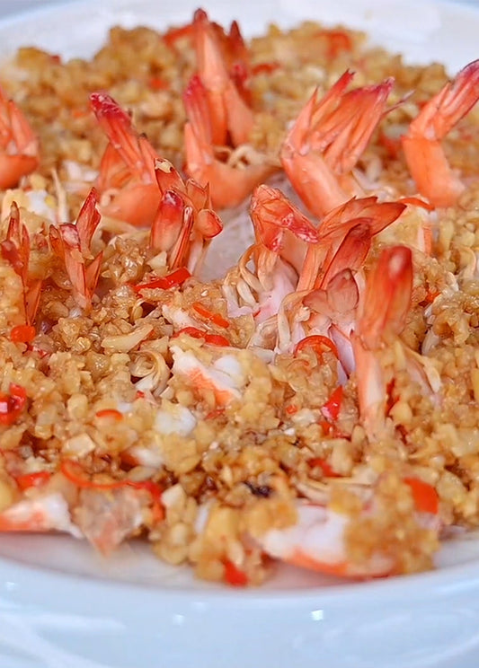 No.001 How to make Steamed Prawns with Garlic