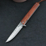 Portable Damascus Knife with Color Shell Handle Outdoor Knife