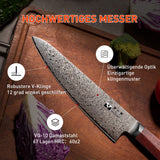 FUJUNI Damastmesser Profi Kochmesser Mit Extrem Scharf 20 cm Klinge Aus 67 Lagen VG10 Damaststahl Küchenmesser, Holzgriff, Geschenkbox